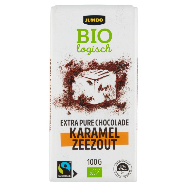 Jumbo Extra Pure Chocolade Karamel Zeezout Biologisch 100g