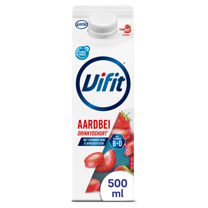 Vifit drinkyoghurt aardbei 500ml