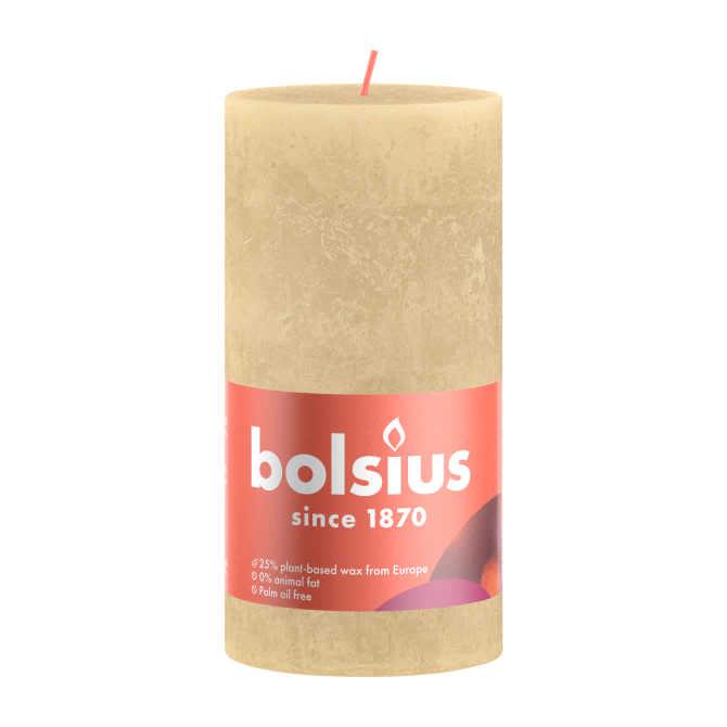 Bolsius Stompkaars rustiek shine beige 13 cm