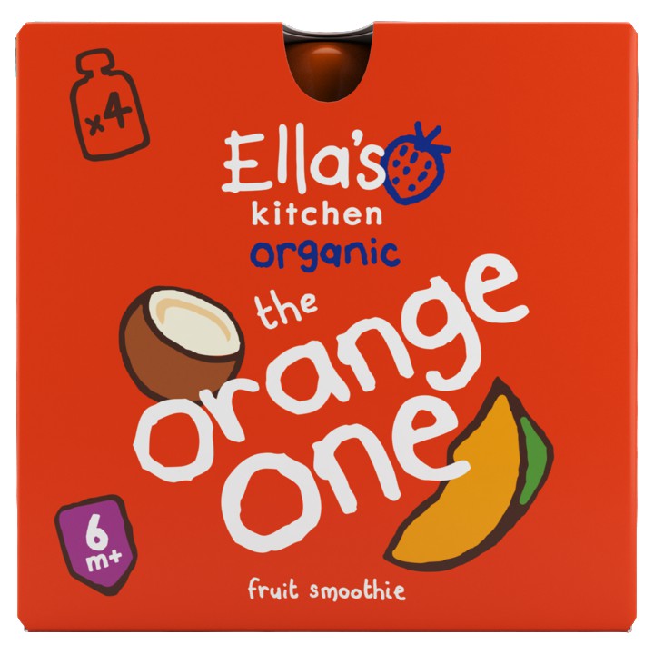 Ella&amp;#x27;s Kitchen 4x Fruit smoothie the orange one 6+ biologisch 4 x 90g