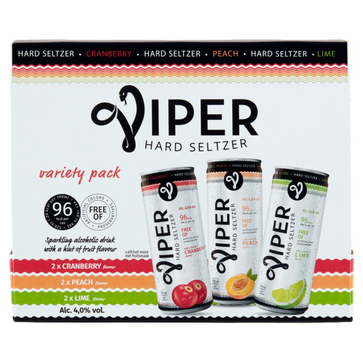 Viper Hard Seltzer Variety Pack met Fruitsmaak 6 x 330ML