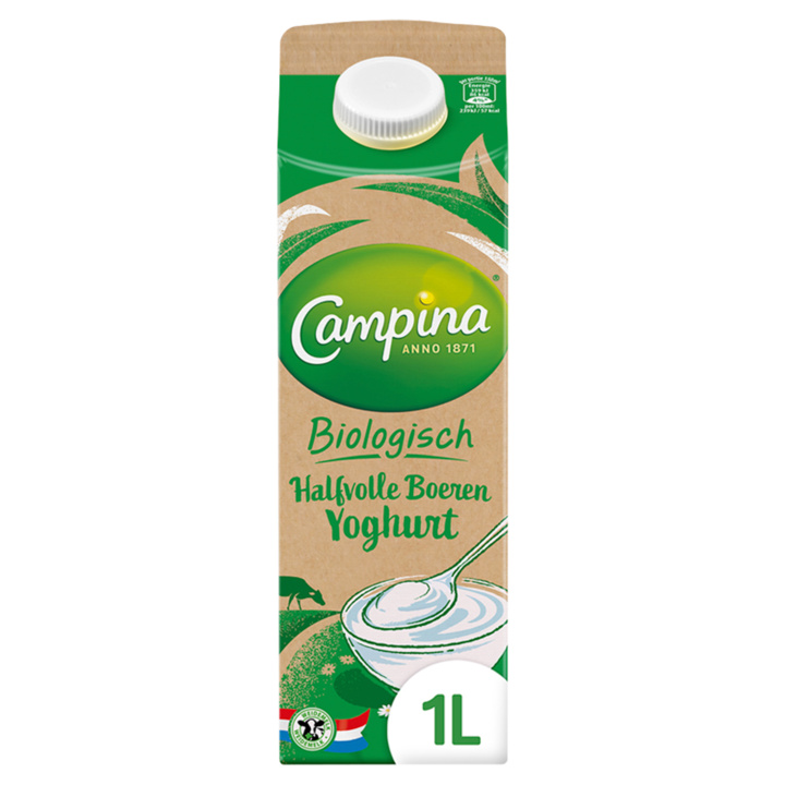Campina Biologisch Halfvolle Boeren Yoghurt 1L