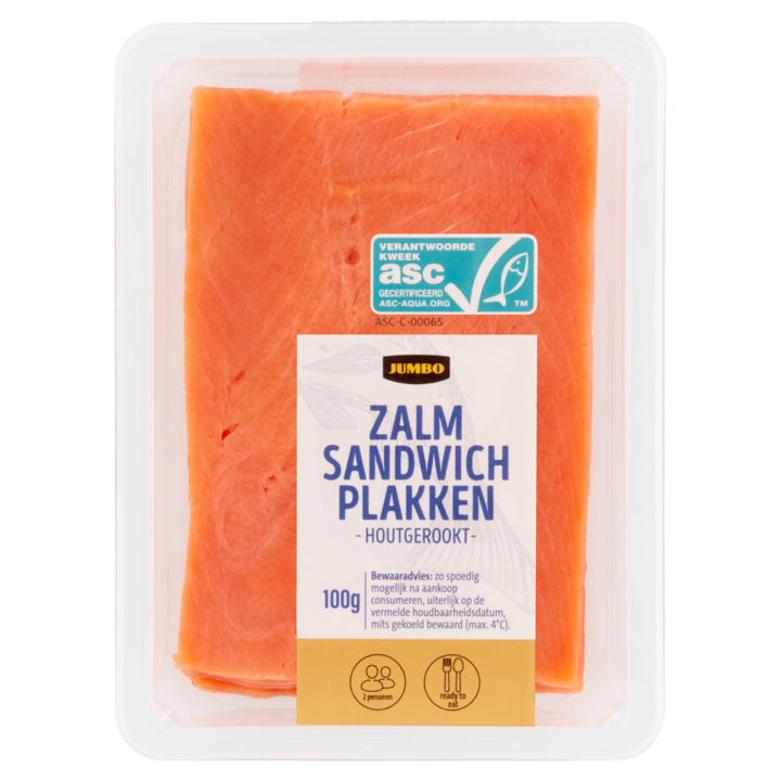 Jumbo Zalm Sandwich Plakken Houtgerookt 100g