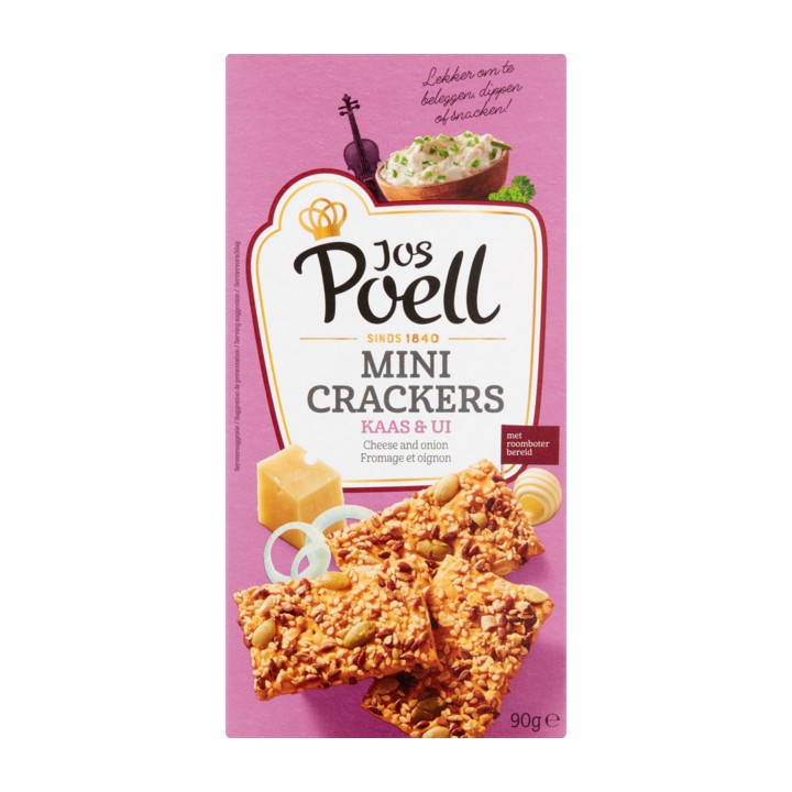 Jos Poell Mini Crackers Kaas &amp;amp; Ui 90g