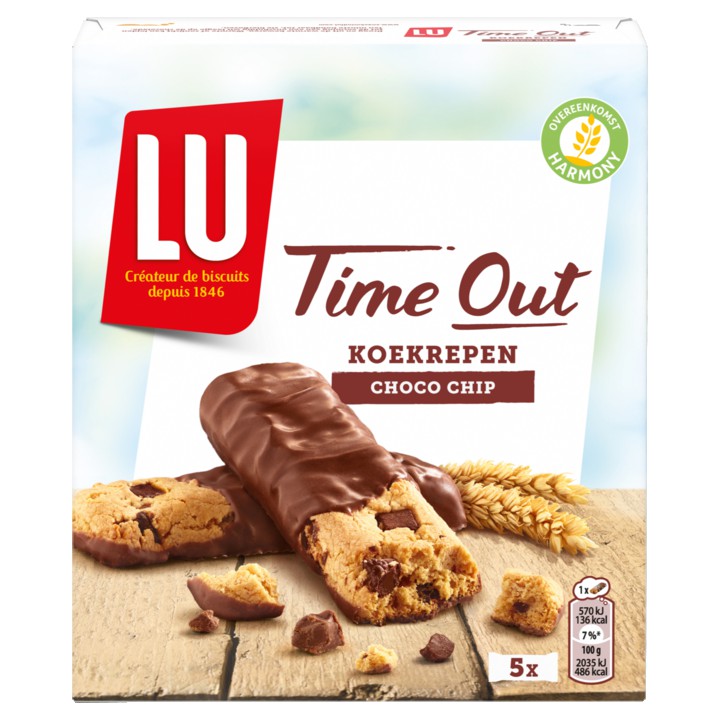 LU Time Out Koekrepen Choco Chip 5 Stuks 140g