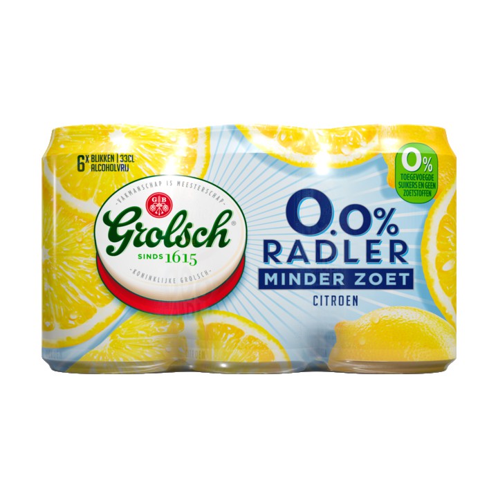 Grolsch 0.0% Radler Citroen Minder Zoet Blikken 6 x 330ML