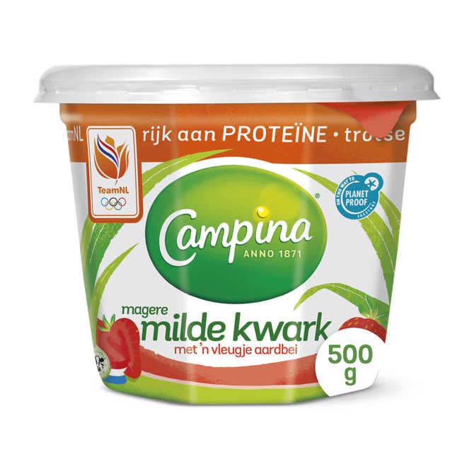 Campina Magere milde kwark aardbei