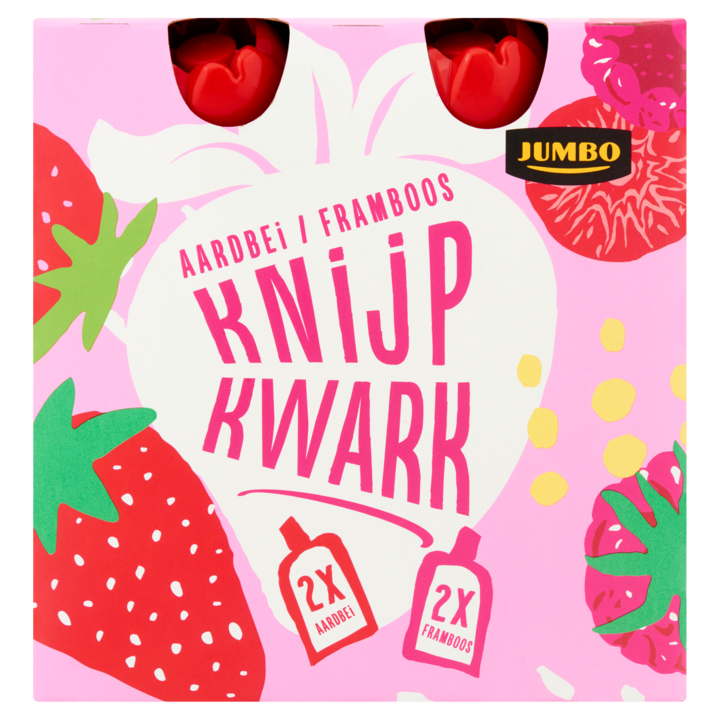 Jumbo Knijpkwark Aardbei/Framboos 4 x 90g