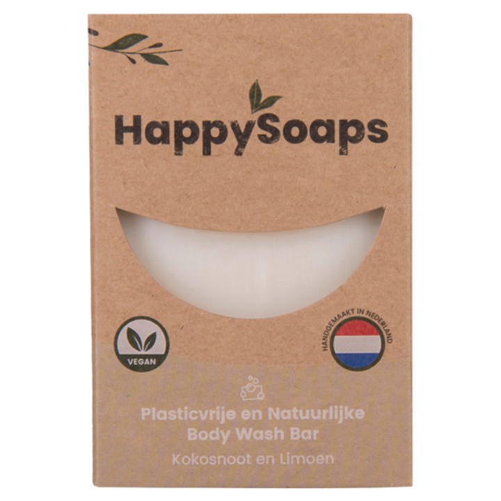 HappySoaps Body Wash Bar Kokosnoot en Limoen 100g