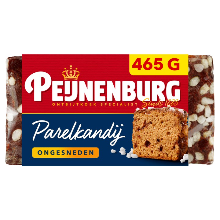 Peijnenburg ontbijtkoek parelkandij ongesneden 465g