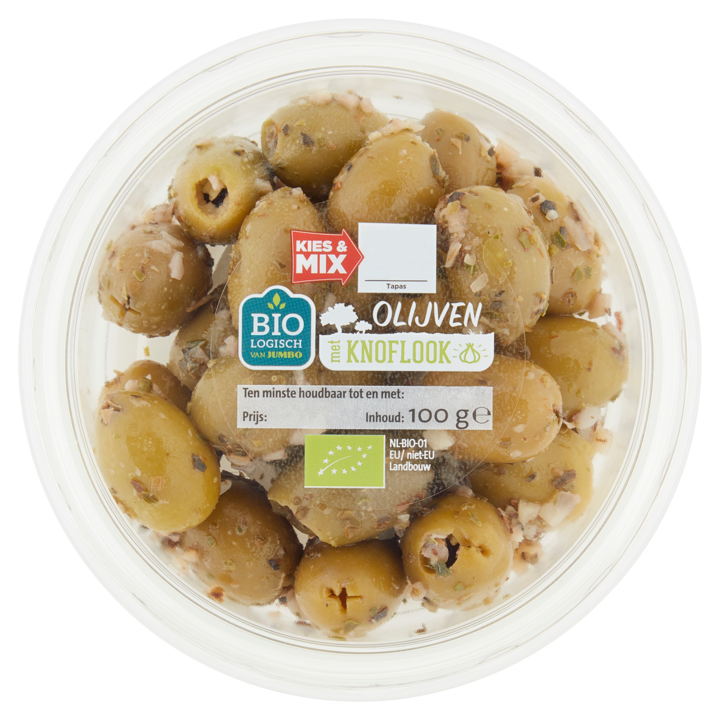 Jumbo Biologisch Olijven met Knoflook 100g