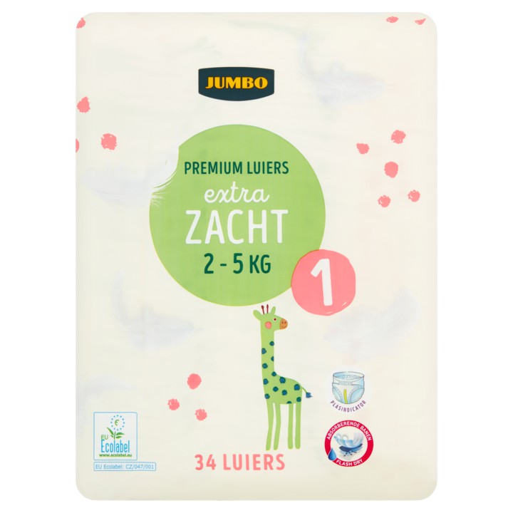 Jumbo Premium Luiers Maat 1 2-5 kg 34 Stuks | Nederland Life Jumbo Premium Luiers Maat 1 2-5 kg 34 Stuks