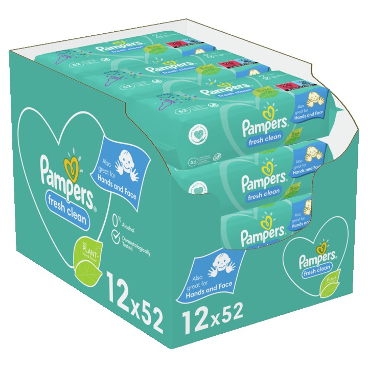 Pampers Fresh Clean Babydoekjes 12 Verpakkingen = 624 Doekjes