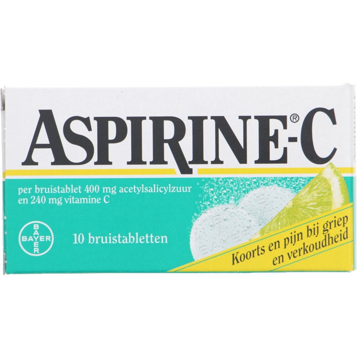 Aspirine C Bruistabletten bij griep en verkoudheid, 10 tabletten