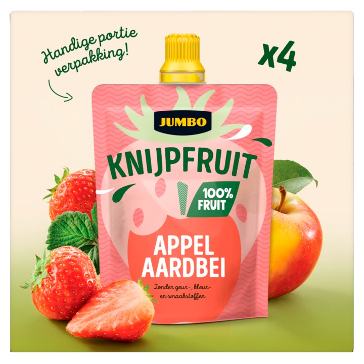 Jumbo Knijpfruit Appel Aardbei 4 x 90g