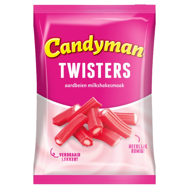 Candyman Twisters Aardbeien Milkshakesmaak 140g