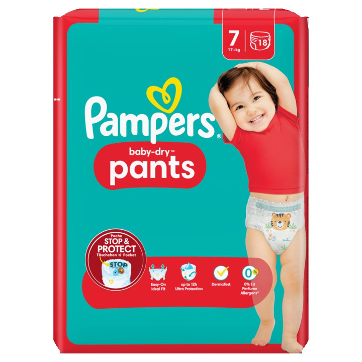 Pampers Baby-Dry Pants Luierbroekjes Maat 7, 18 Luierbroekjes