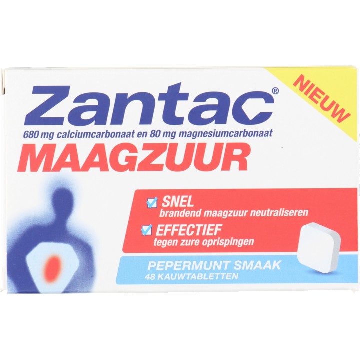 Zantac Maagzuur kauwtabletten pepermunt, 48 stuks