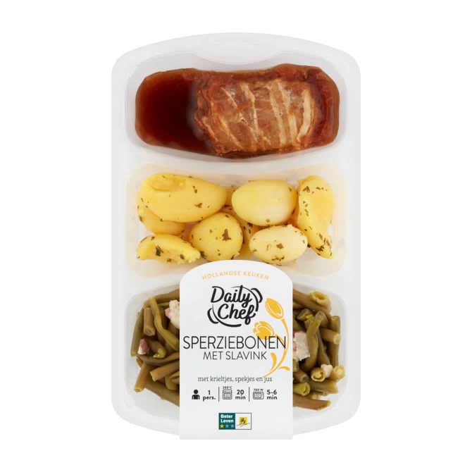 Daily Chef Sperziebonen slavink en aardappelen
