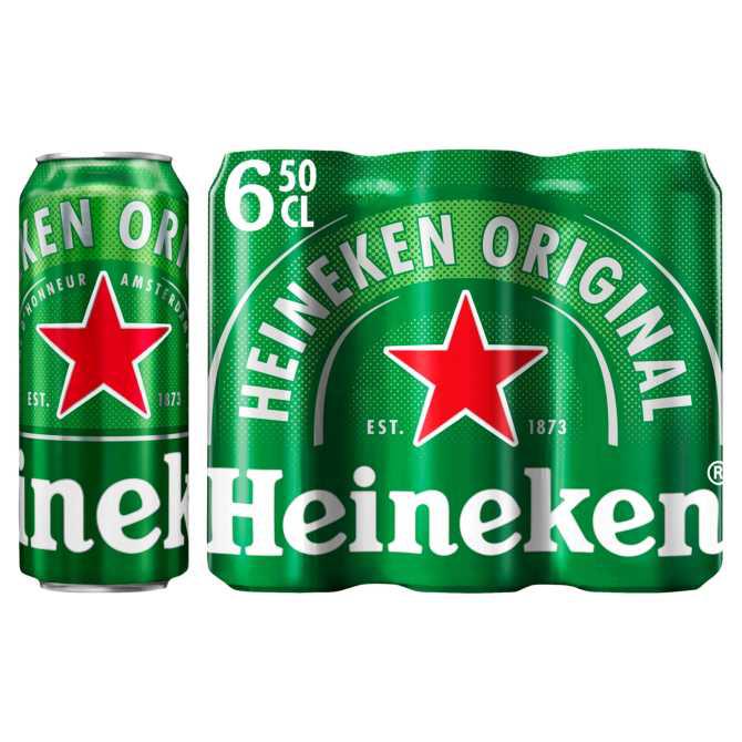 Heineken Premium pilsener bier blik 6 x 50 cl