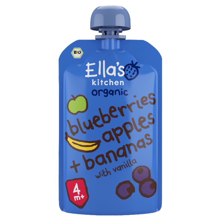 Ella&amp;#x27;s Kitchen Blauwe bessen, appels, bananen 4+ biologisch 120g