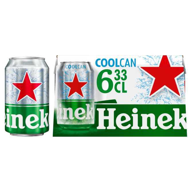 Heineken Premium Pilsener Bier Gekoeld Blik 6 x 33 cl