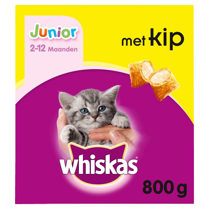 Whiskas Junior Kattenbrokken Kip doos 800g