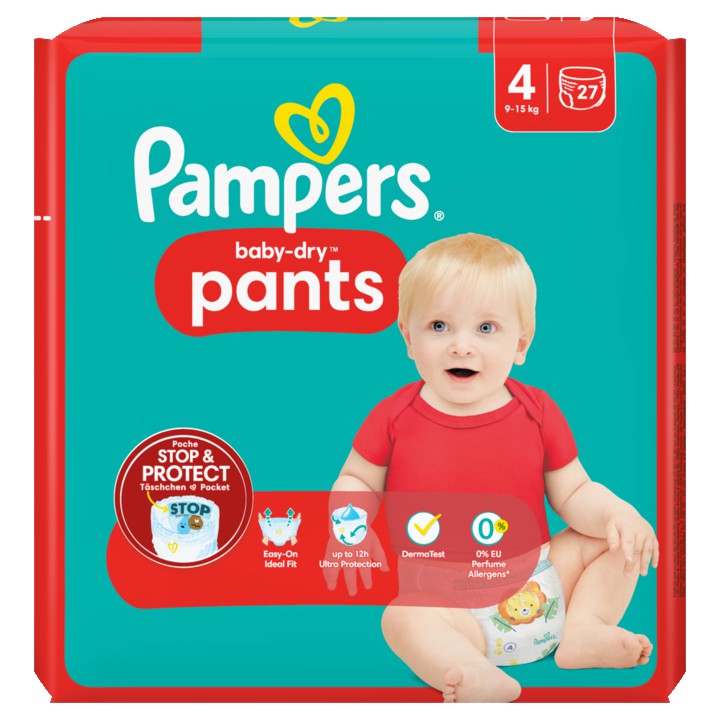 Pampers Baby-Dry Pants Maat 4, 27 Luierbroekjes, 9kg-15kg