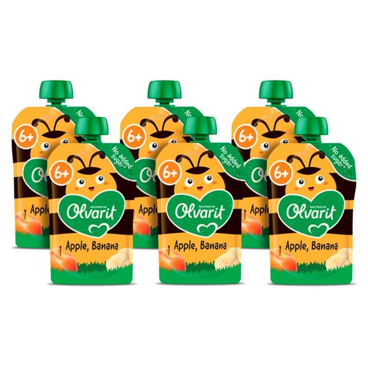 Olvarit Knijpfruit Appel Banaan 6+ Maanden 6 x 100g