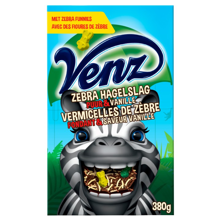 Venz Zebra Hagelslag Puur &amp;amp; Vanillesmaak 380g