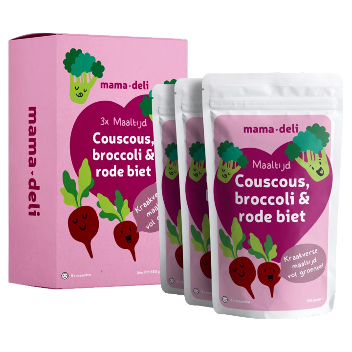 Mama Deli Maaltijd couscous, broccoli & rode biet 8+ maanden 3 x 150g | Nederland Life Mama Deli Maaltijd couscous, broccoli & rode biet 8+ maanden 3 x 150g