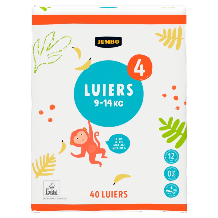 Jumbo Luiers Maat 4 9-14 kg 40 Stuks | Nederland Life Jumbo Luiers Maat 4 9-14 kg 40 Stuks