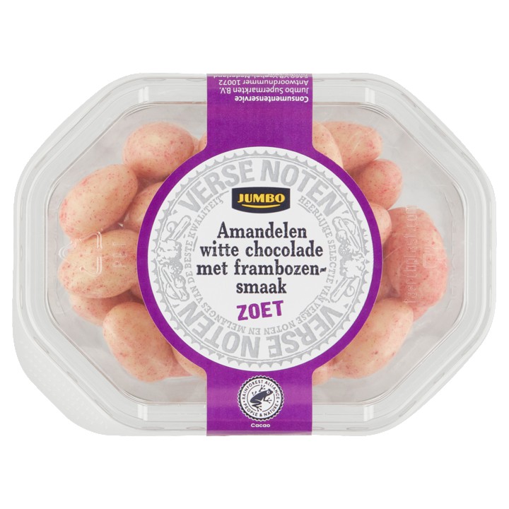 Jumbo Amandelen Witte Chocolade met Frambozensmaak Zoet 200g