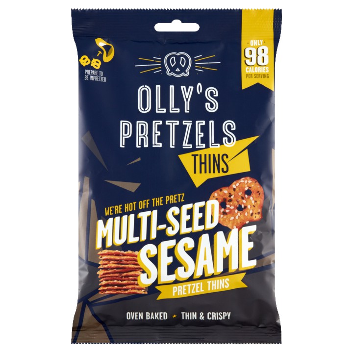 Olly&amp;#x27;s Pretzels Multi-Seed Sesame Thins 140g