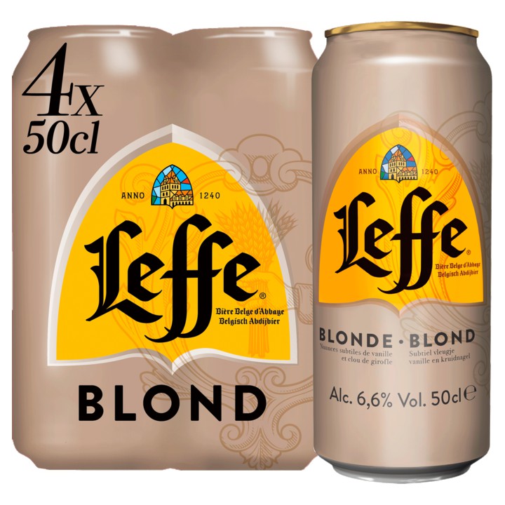 Leffe Blond Belgisch Abdijbier Blikken 4 x 500ML