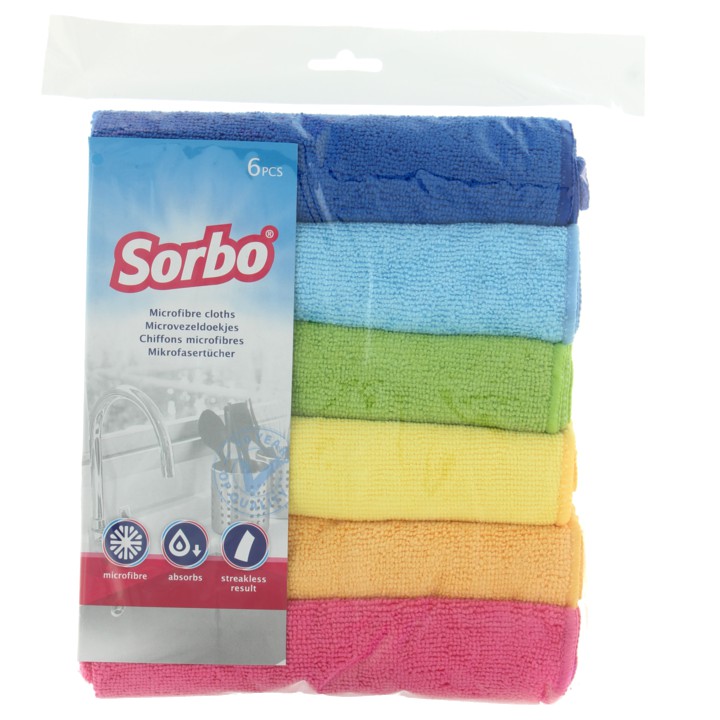 Sorbo Microvezeldoek assorti (40x40 cm) 6 stuks