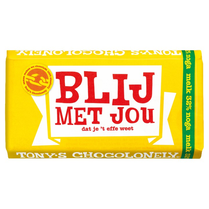 Tony&amp;#x27;s Chocolonely Melkchocolade reep Noga - Blij met jou!