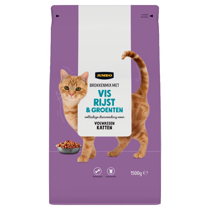 Jumbo Brokkenmix met Vis Rijst &amp;amp; Groenten Katten Volwassen 1, 5kg