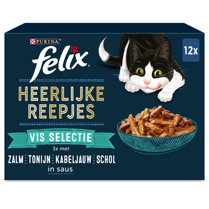 FELIX&amp;reg; Heerlijke Reepjes Vis Selectie Kattenvoer 12x80g