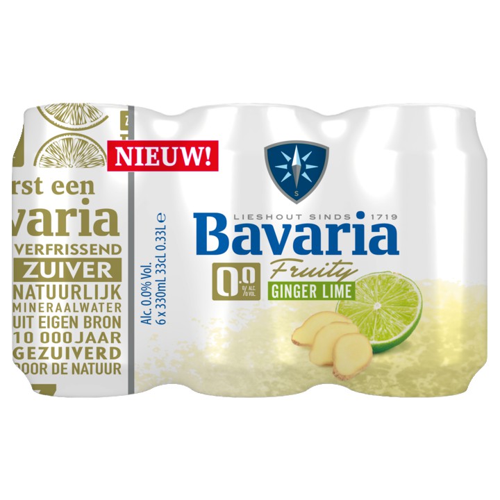 Bavaria 0.0% Ginger lime alcoholvrij bier 6 x 330ML