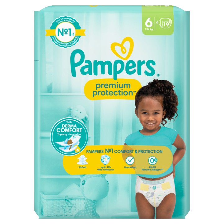 Pampers Premium Protection Maat 6, x19 Luiers, 13kg+