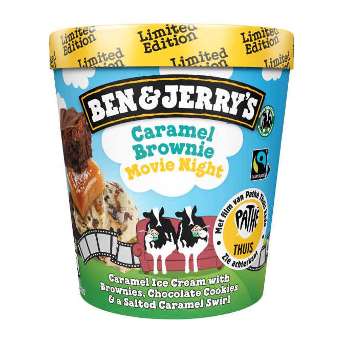 Ben &amp; Jerry&#039;s Ijs caramel brownie movie night dessert