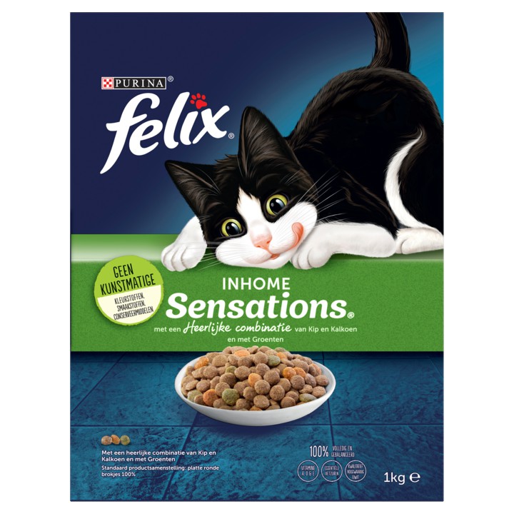 Felix&amp;reg; Inhome Sensations kattenvoer met Kip en Kalkoen en met Groenten 1000g