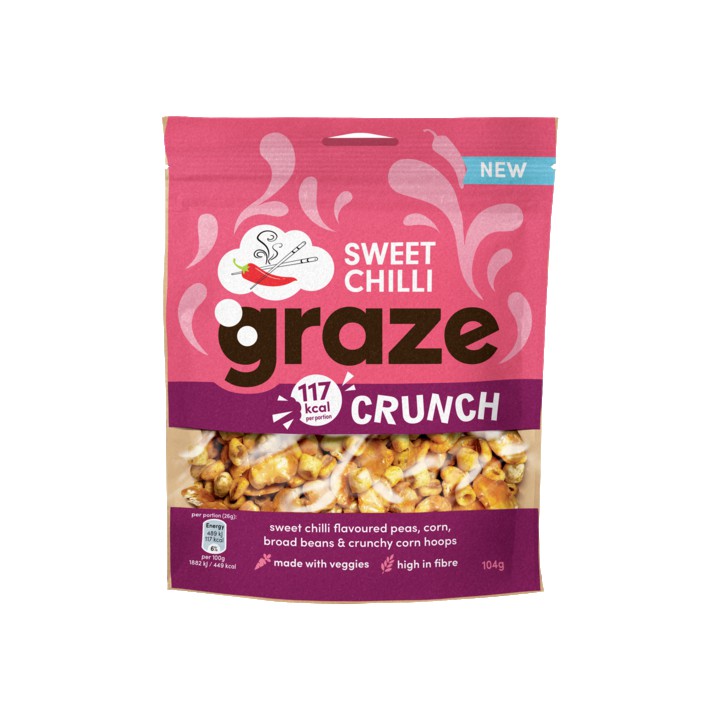 Graze Peulvruchten &amp;amp; Groenten Snack Sweet Chilli Crunch 104g