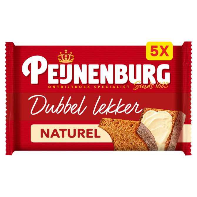 Peijnenburg ontbijtkoek dubbel lekker naturel 5 x 49 g