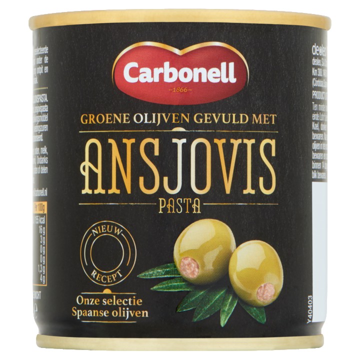 Carbonell Groene Olijven Gevuld met Ansjovis Pasta 200g