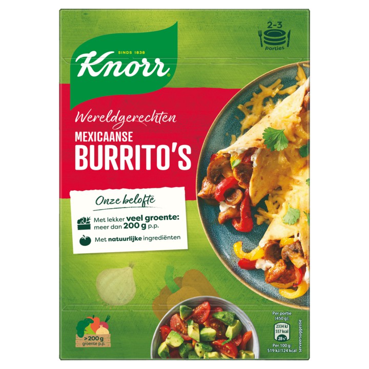 Knorr Wereldgerechten Maaltijdpakket Mexicaanse Burrito&amp;#x27;s 228g