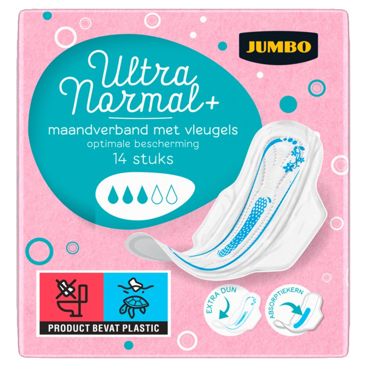 Jumbo Maandverband Ultra Normal+ met Vleugels 14 Stuks