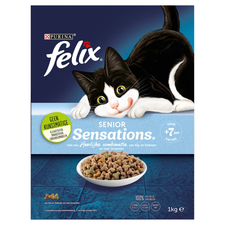 Felix&amp;reg; Senior Sensations kattenvoer van Kip en Kalkoen en met Groenten 1000g