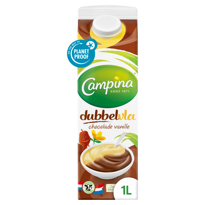 Campina Dubbelvla chocolade-vanille 1L